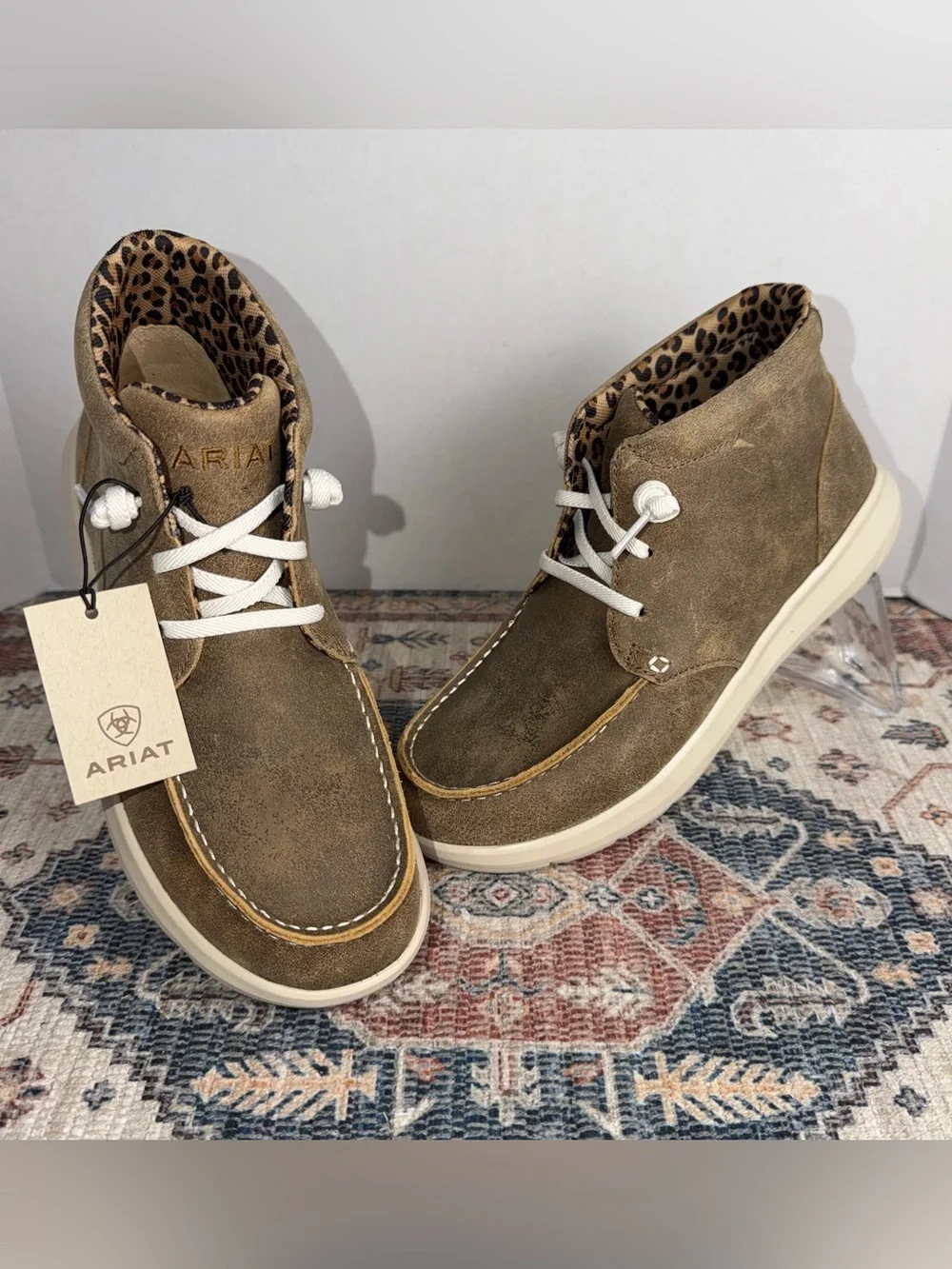 Ariat Taupe Brown Suede Men's Chukka with Leopard Lining